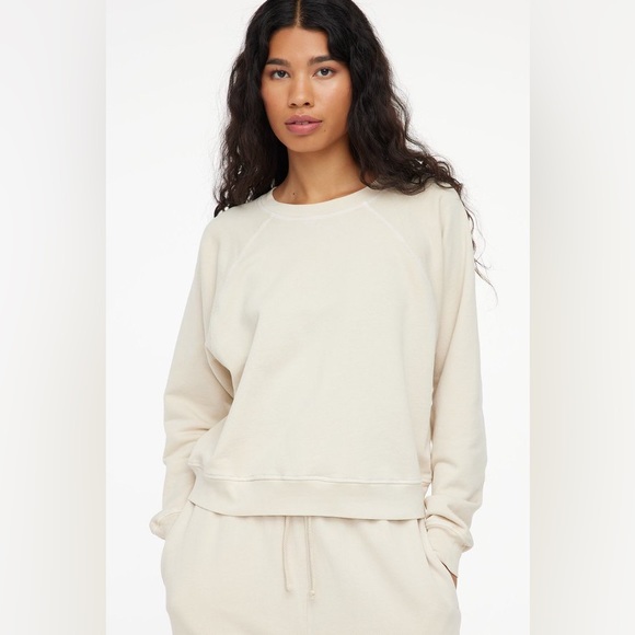 Anthropologie Tops - LACAUSA X Anthropologie Barb Raglan Crew Neck Sweatshirt Pullover in Sea Salt